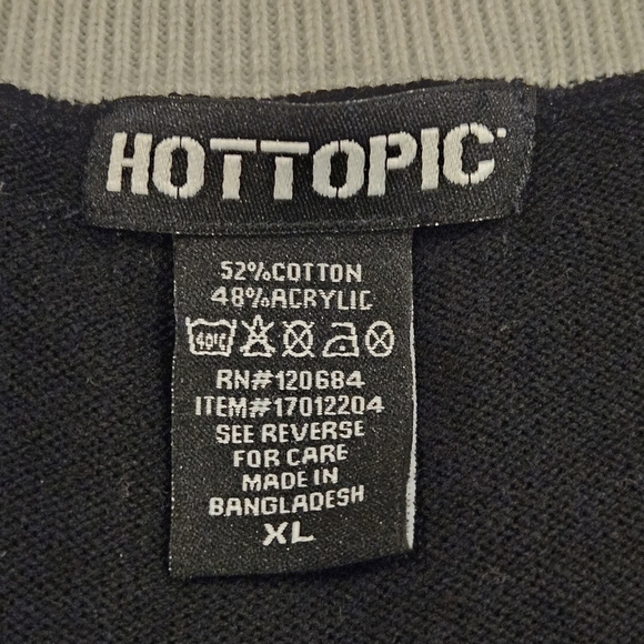 Hot Topic Jrs. Size XL Black White Skull Goth Preppy Sweater Vest Sleeveless - Picture 4 of 11